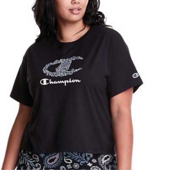 Champion Cropped Short Sleeve T-Shirt Black XXL - Picture 1 of 12